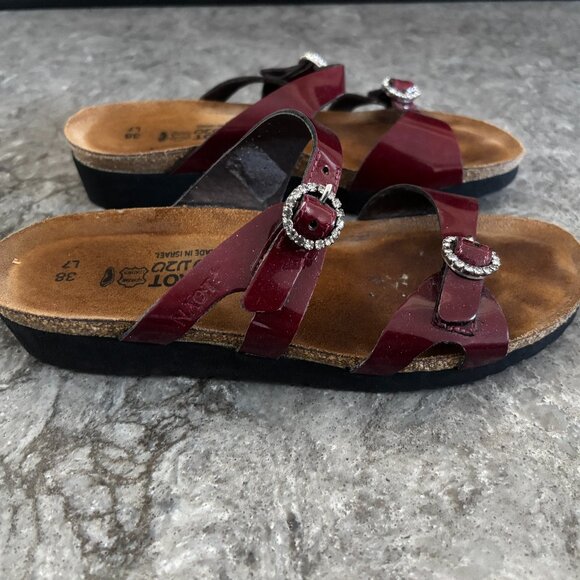 Red Sandals with Rhinestones - Size 38 - Adjustable Straps - Noat - Picture 3 of 8